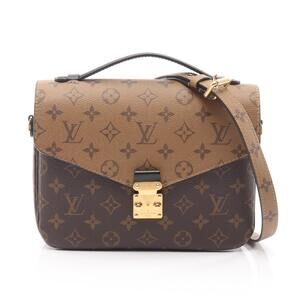 Louis Vuitton Metis Pochette Handbag Leather Monogram Reverse Brown Black